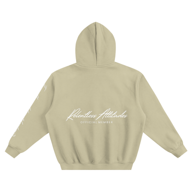 The back of the sand beige Official Member Hoodie