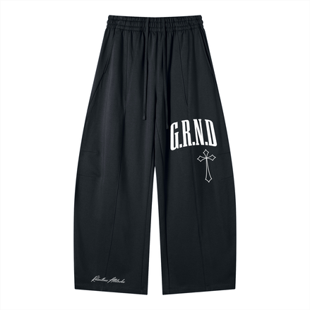 Wide Leg Panel Sweatpants dark navy blue front